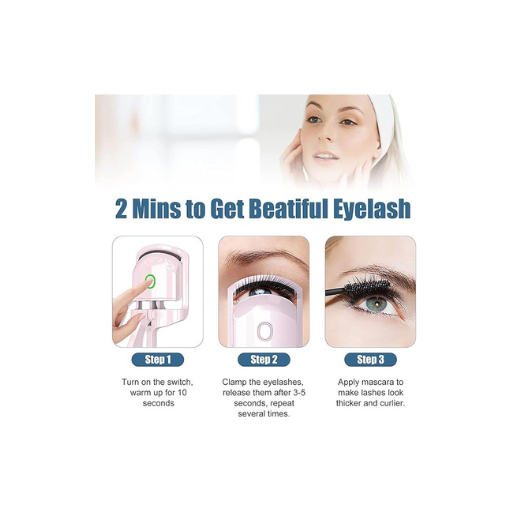 USB Heated Eyelash Curler – 2-Temp Settings, Fast Heating, Long-Lasting Curl | Safe, Rechargeable Lash Curler for All Lash Types