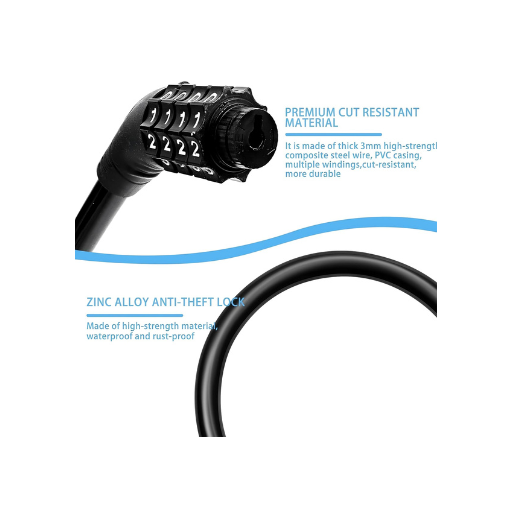 4-Digit Combination Bike Lock – Heavy-Duty 4FT Cable with Mounting Bracket | Anti-Theft, Weatherproof & Keyless Security for Bikes, Scooters & More