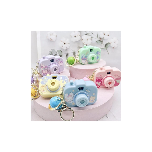 Camera Projector Keychain – Kuromi & My Melody Mini Keyring with Bell & Projection Light | Cute Accessory for Bags & Backpacks