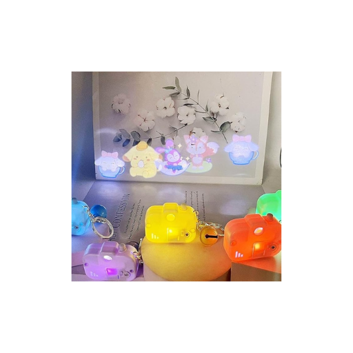 Camera Projector Keychain – Kuromi & My Melody Mini Keyring with Bell & Projection Light | Cute Accessory for Bags & Backpacks