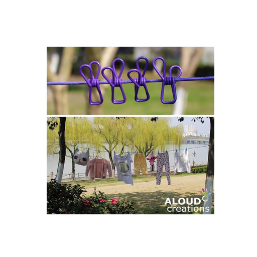 Portable Elastic Clothesline with Hooks & 12 Clips – Stretchable Travel Drying Rope for Balcony, Camping & Home Use