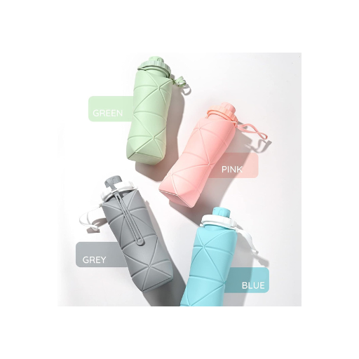 Foldable Silicone Water Bottle – 600ML | BPA-Free, Leak-Proof, Lightweight & Portable | Collapsible Sports Bottle for Travel, Gym & Outdoor Use