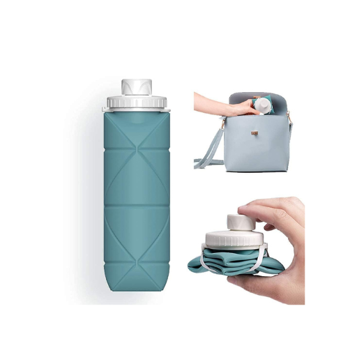 Foldable Silicone Water Bottle – 600ML | BPA-Free, Leak-Proof, Lightweight & Portable | Collapsible Sports Bottle for Travel, Gym & Outdoor Use