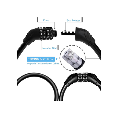 4-Digit Combination Bike Lock – Heavy-Duty 4FT Cable with Mounting Bracket | Anti-Theft, Weatherproof & Keyless Security for Bikes, Scooters & More