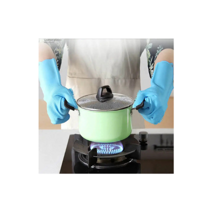 Silicone Dishwashing Gloves – Heat Resistant Magic Cleaning Gloves with Soft Bristles for Kitchen, Bathroom, Pet & Car Wash