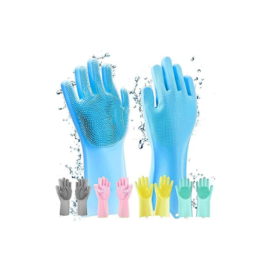 Silicone Dishwashing Gloves – Heat Resistant Magic Cleaning Gloves with Soft Bristles for Kitchen, Bathroom, Pet & Car Wash