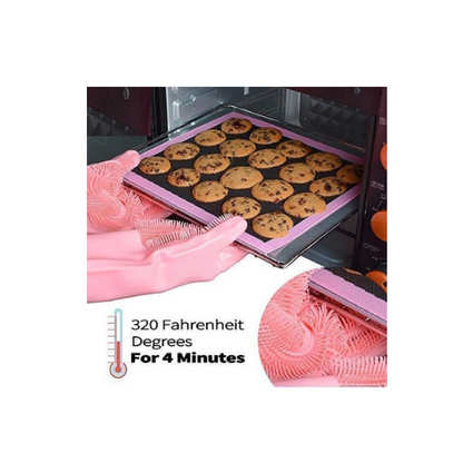 Silicone Dishwashing Gloves – Heat Resistant Magic Cleaning Gloves with Soft Bristles for Kitchen, Bathroom, Pet & Car Wash