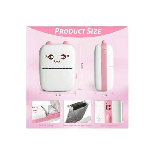 Mini Pocket Thermal Printer – Bluetooth Inkless Printer for Photos, Notes & Labels | Portable, Wireless, 203 DPI, Compatible with iOS & Android