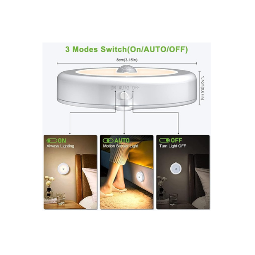 Motion Sensor Closet Light – Battery-Powered LED with Auto On/Off, 3 Modes & Soft Eye-Friendly Glow | Stick-On, Magnetic, or Hanging Use