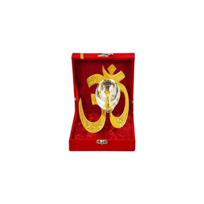 Brass Om Diya with Velvet Gift Box – Handcrafted Oil Lamp for Pooja, Diwali & Festive Décor