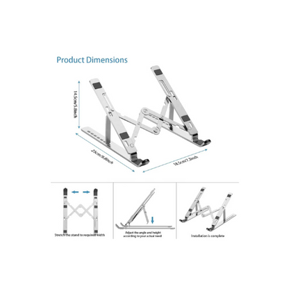 Adjustable Metal Laptop Stand – Aluminum Portable Riser